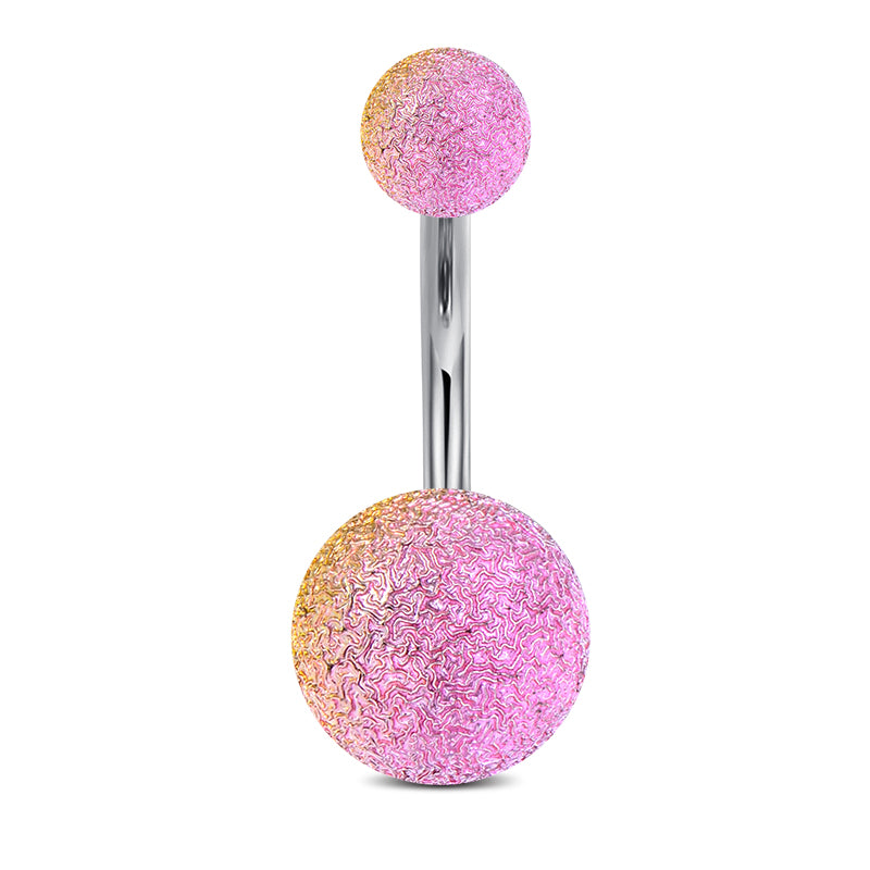 Pink Matt Ball Belly Button Ring