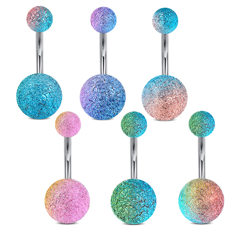 Colorful Matt Surface Ball Belly Button Ring Surgical Steel Navel Ring 14G Belly Piercing