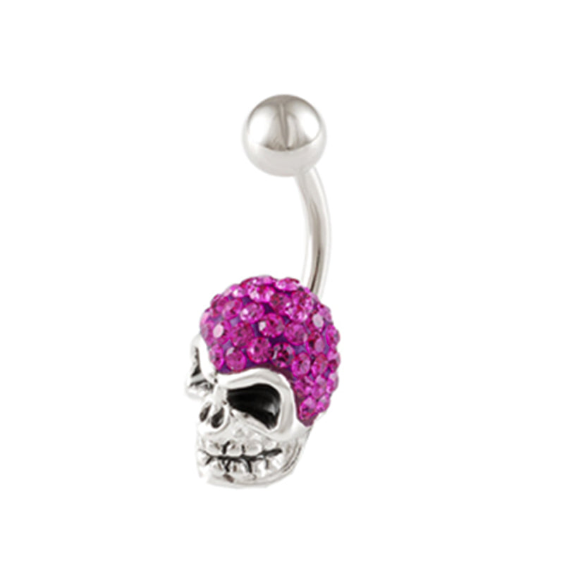 Purple CZ Skull Belly Ring