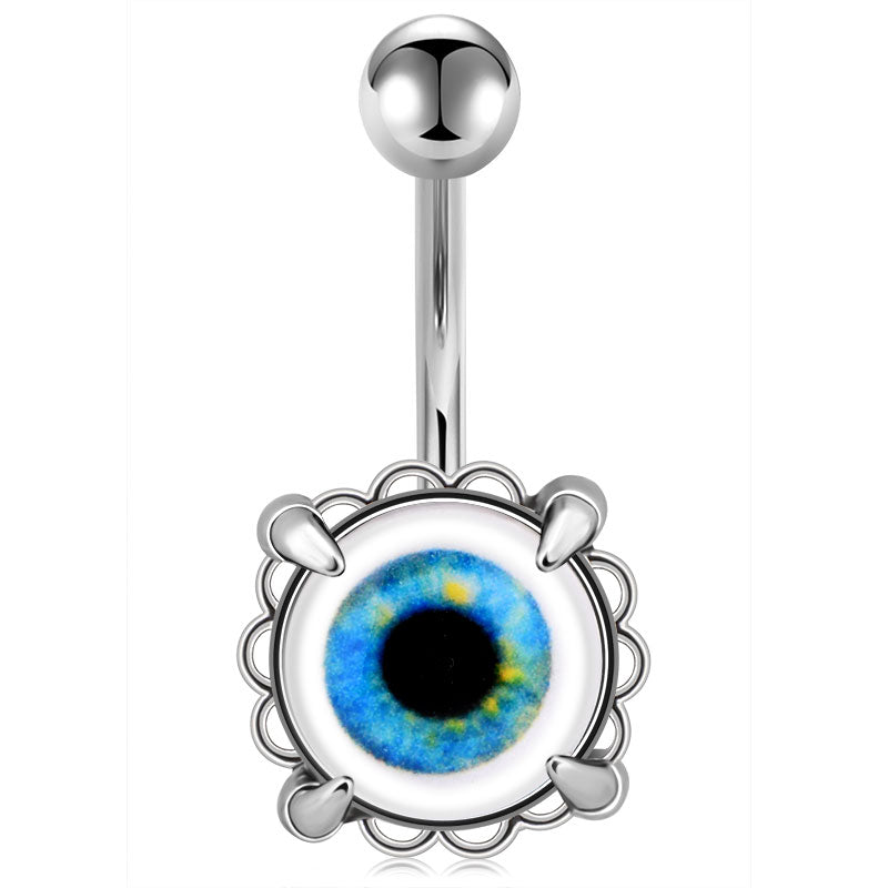 Silver Evil Eyes belly ring