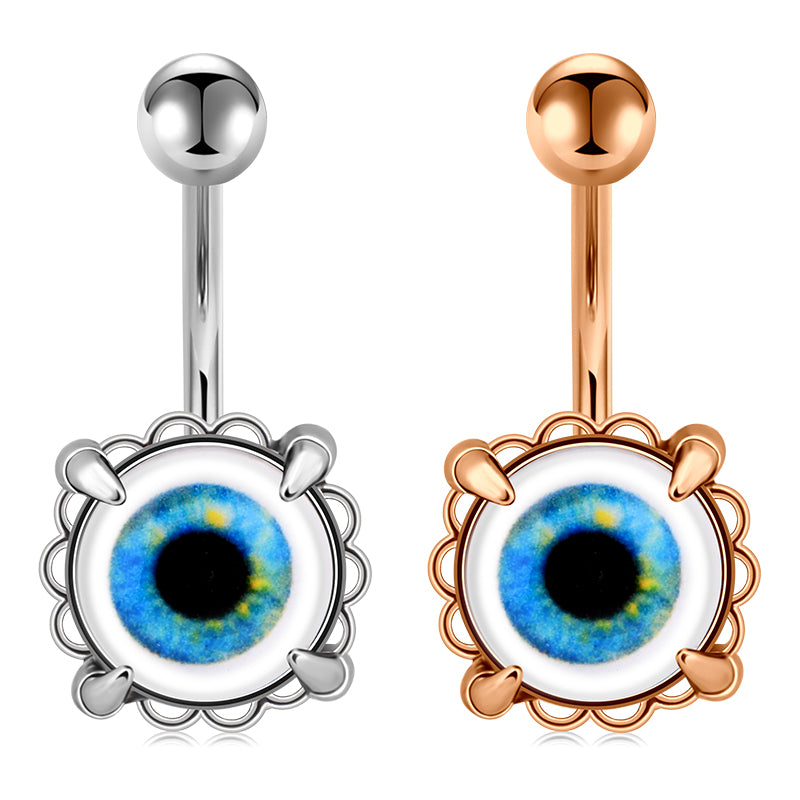 Evil Blue Eyes Belly Button Ring 14G Surgical Steel Belly Navel Ring Piercing Jewelry