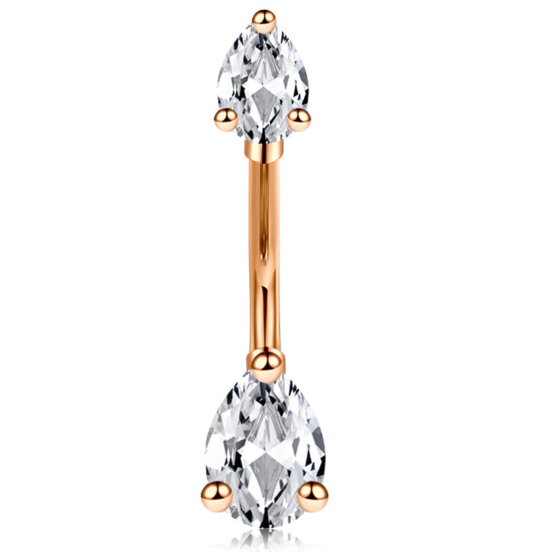 Silver CZ Drop Belly Ring