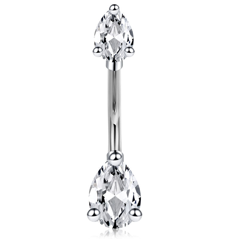 Rose Gold CZ Drop Belly Ring