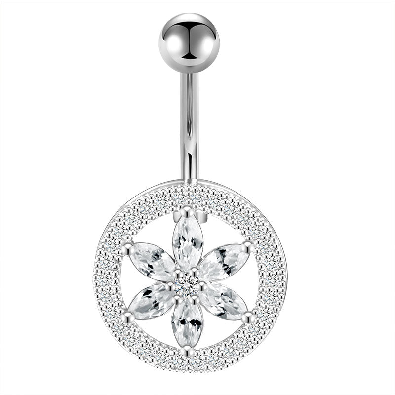 Round Flower Navel Ring