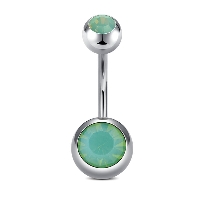 Green opal inlaid belly ring