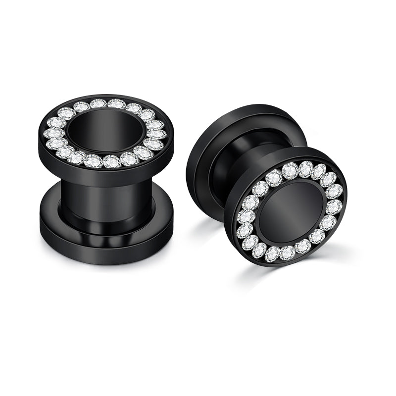 4mm black ear tunnel plug diamond pulley