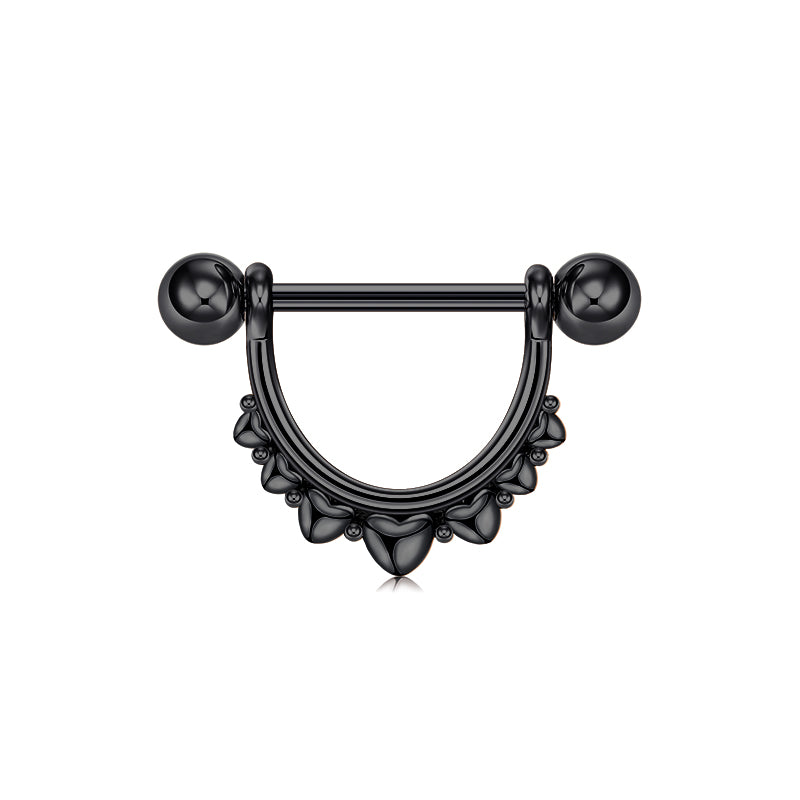 14mm Black Heart Shape Nipple Ring