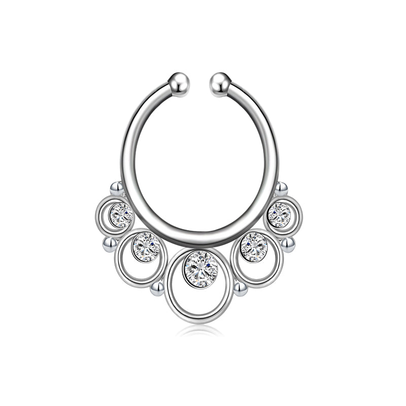 Five Circle Point Drill Fake Nose Ring Hoop