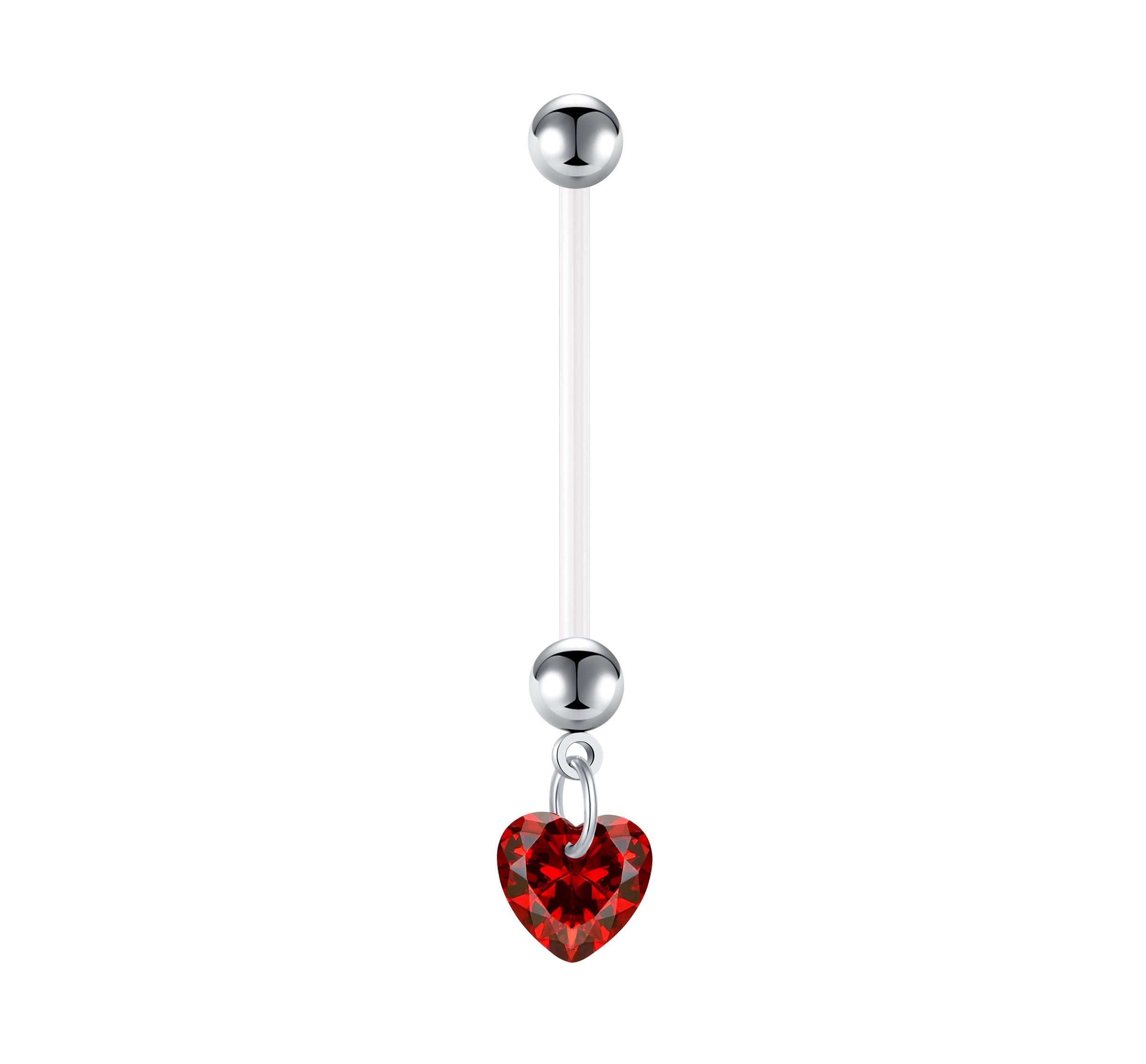 Red Pregnancy Belly Rings 14G Heart CZ