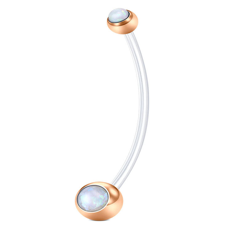 Rose Gold Pregnancy Belly Rings 14G Synthetic Opal 38MM