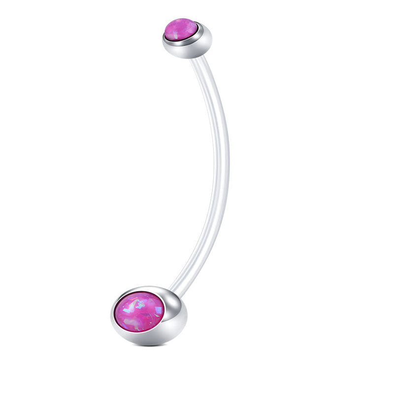 Pink Pregnancy Belly Rings 14G Synthetic Opal 38MM