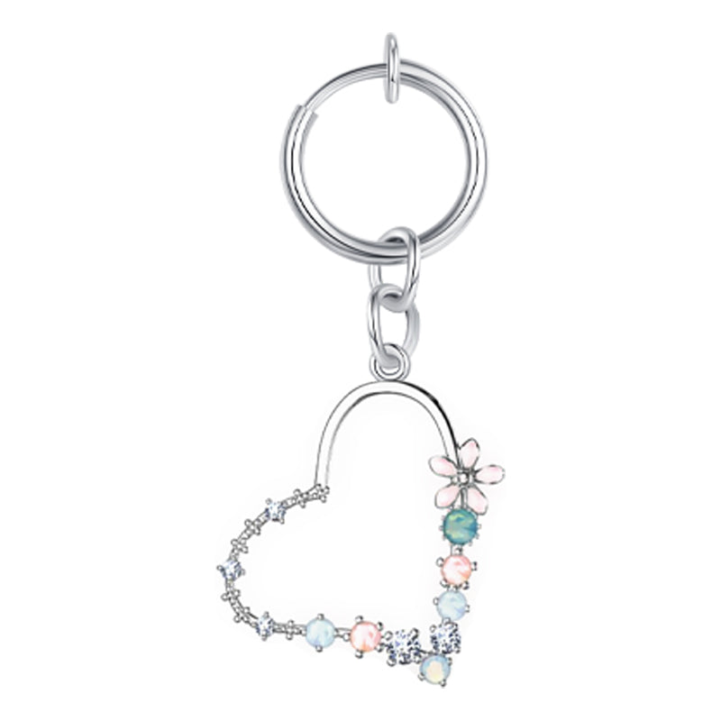 Heart Shape Flower Wreath Fake Belly ring Silver