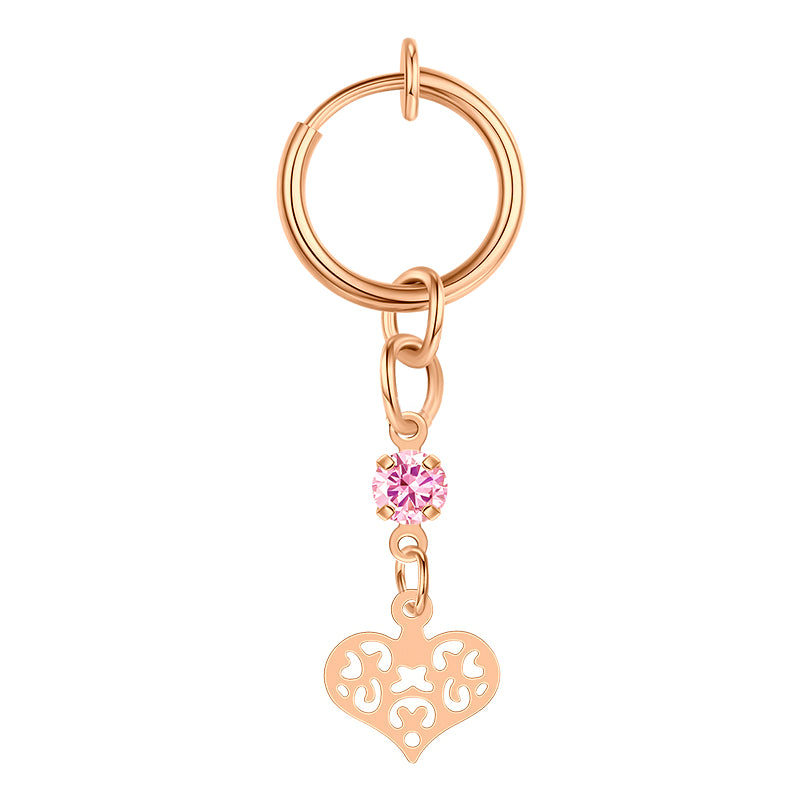 Rose Gold Heart Dangle Fake Belly Ring